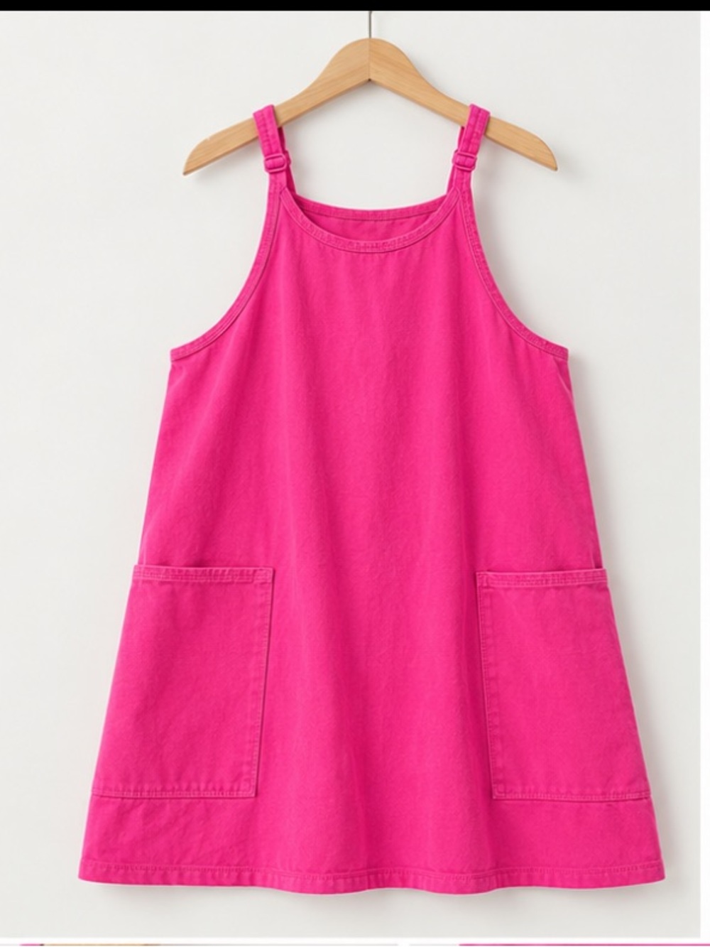 Classic Hot Pink Tank Pinafore Dress with Front Pockets - attached shorts